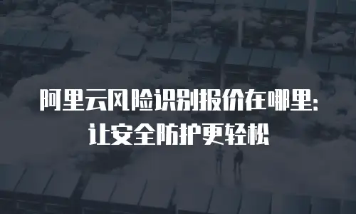 阿里云风险识别报价在哪里：让安全防护更轻松