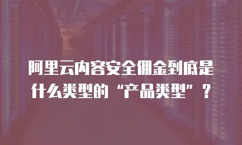 阿里云内容安全佣金到底是什么类型的&ldquo;产品类型&rdquo;？