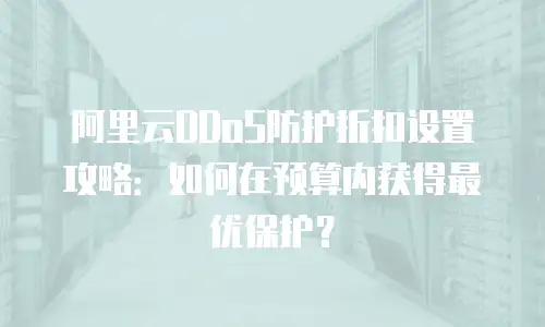 阿里云DDoS防护折扣设置攻略：如何在预算内获得最优保护？