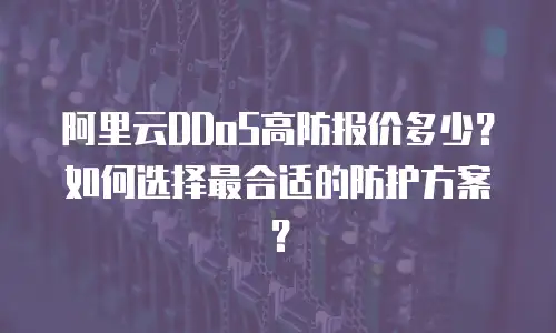 阿里云DDoS高防报价多少？如何选择最合适的防护方案？