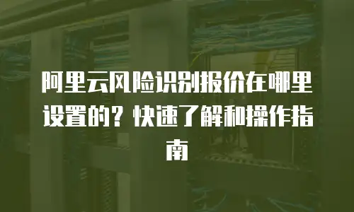 阿里云风险识别报价在哪里设置的？快速了解和操作指南