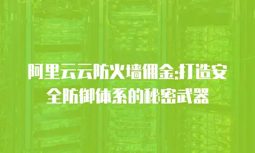 阿里云云防火墙佣金:打造安全防御体系的秘密武器