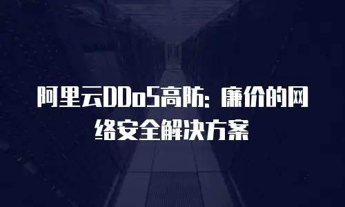 阿里云DDoS高防: 廉价的网络安全解决方案