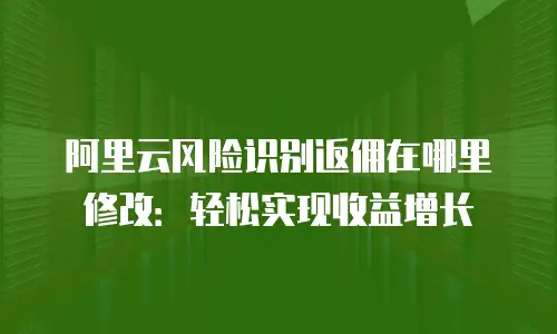 阿里云风险识别返佣在哪里修改：轻松实现收益增长