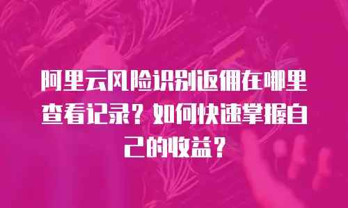 阿里云风险识别返佣在哪里查看记录？如何快速掌握自己的收益？