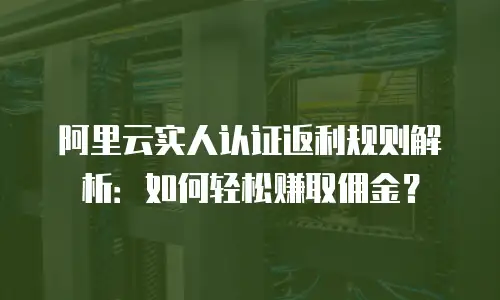 阿里云实人认证返利规则解析：如何轻松赚取佣金？
