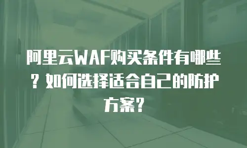 阿里云WAF购买条件有哪些？如何选择适合自己的防护方案？