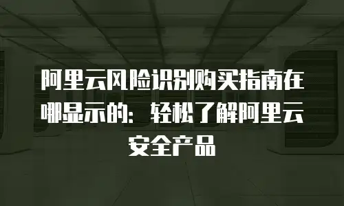 阿里云风险识别购买指南在哪显示的：轻松了解阿里云安全产品