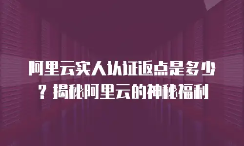 阿里云实人认证返点是多少？揭秘阿里云的神秘福利