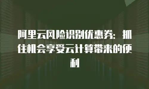 阿里云风险识别优惠券：抓住机会享受云计算带来的便利