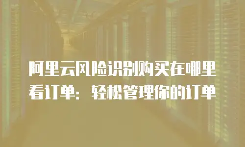 阿里云风险识别购买在哪里看订单：轻松管理你的订单