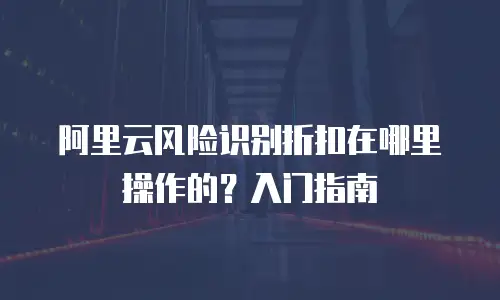 阿里云风险识别折扣在哪里操作的？入门指南