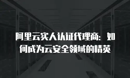 阿里云实人认证代理商：如何成为云安全领域的精英