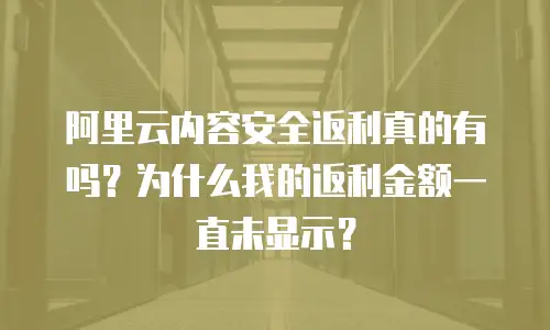阿里云内容安全返利真的有吗？为什么我的返利金额一直未显示？