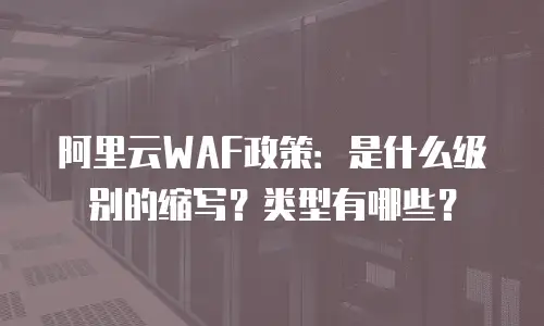 阿里云WAF政策：是什么级别的缩写？类型有哪些？