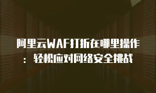 阿里云WAF打折在哪里操作：轻松应对网络安全挑战