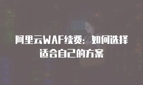 阿里云WAF续费：如何选择适合自己的方案