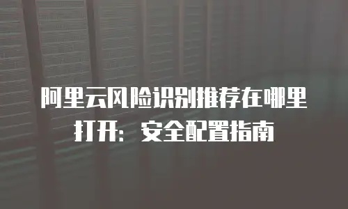 阿里云风险识别推荐在哪里打开：安全配置指南