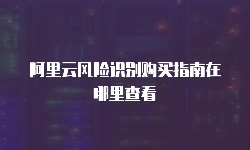阿里云风险识别购买指南在哪里查看