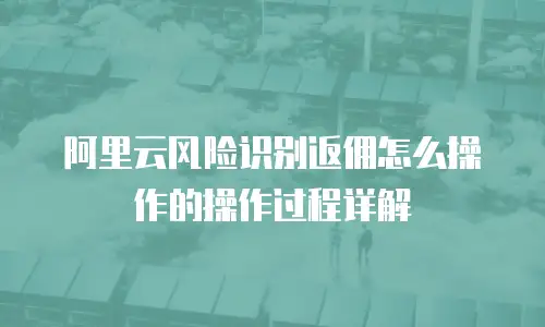 阿里云风险识别返佣怎么操作的操作过程详解