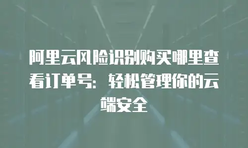 阿里云风险识别购买哪里查看订单号：轻松管理你的云端安全