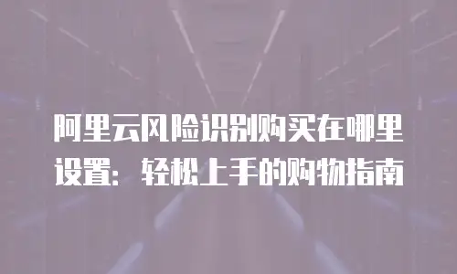 阿里云风险识别购买在哪里设置：轻松上手的购物指南