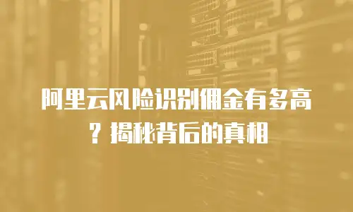 阿里云风险识别佣金有多高？揭秘背后的真相