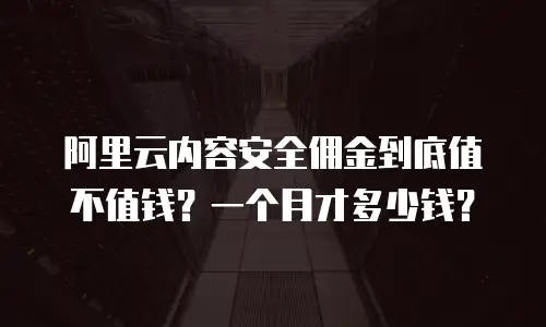 阿里云内容安全佣金到底值不值钱？一个月才多少钱？