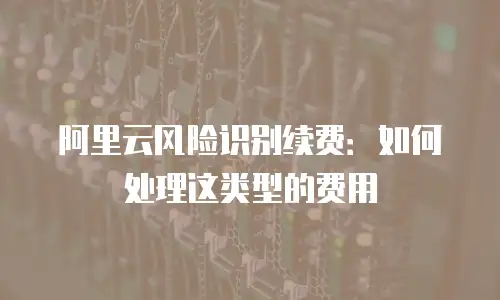 阿里云风险识别续费：如何处理这类型的费用