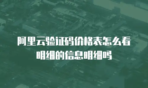 阿里云验证码价格表怎么看明细的信息明细吗