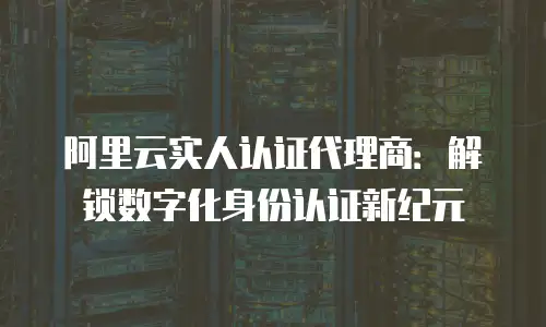 阿里云实人认证代理商：解锁数字化身份认证新纪元