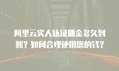 阿里云实人认证佣金多久到账？如何合理使用您的钱？