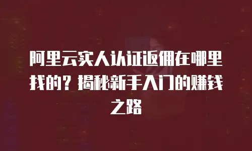 阿里云实人认证返佣在哪里找的？揭秘新手入门的赚钱之路