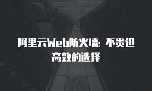 阿里云Web防火墙: 不贵但高效的选择