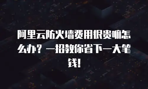 阿里云防火墙费用很贵嘛怎么办？一招教你省下一大笔钱！