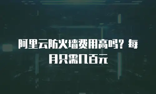 阿里云防火墙费用高吗？每月只需几百元
