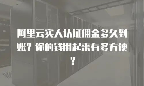 阿里云实人认证佣金多久到账？你的钱用起来有多方便？