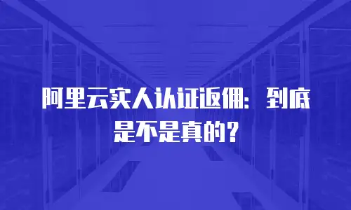 阿里云实人认证返佣：到底是不是真的？
