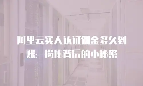 阿里云实人认证佣金多久到账：揭秘背后的小秘密