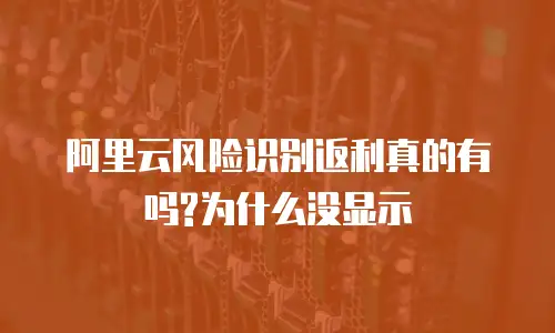 阿里云风险识别返利真的有吗?为什么没显示