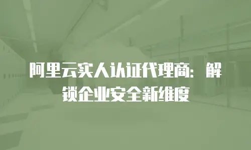 阿里云实人认证代理商：解锁企业安全新维度