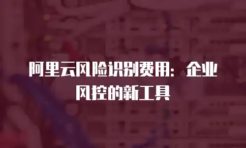 阿里云风险识别费用：企业风控的新工具
