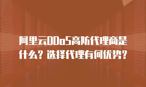 阿里云DDoS高防代理商是什么？选择代理有何优势？
