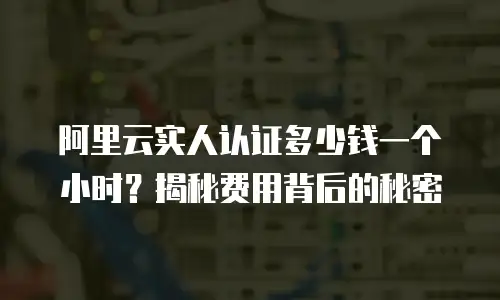 阿里云实人认证多少钱一个小时？揭秘费用背后的秘密
