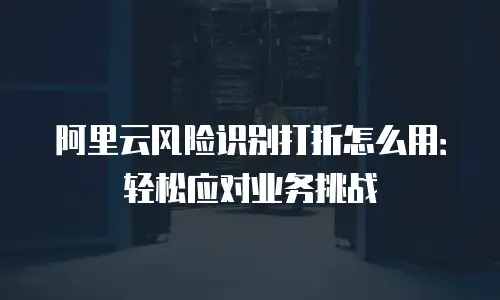 阿里云风险识别打折怎么用：轻松应对业务挑战
