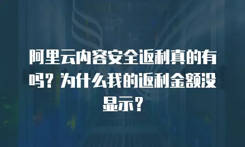 阿里云内容安全返利真的有吗？为什么我的返利金额没显示？