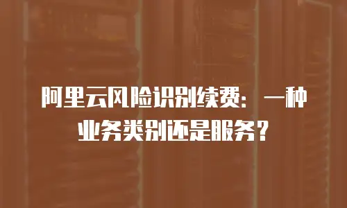 阿里云风险识别续费：一种业务类别还是服务？