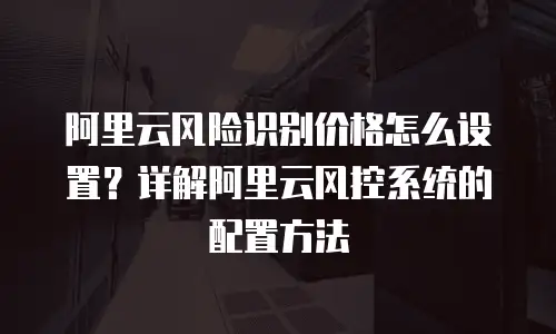 阿里云风险识别价格怎么设置？详解阿里云风控系统的配置方法