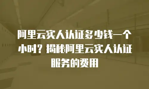 阿里云实人认证多少钱一个小时？揭秘阿里云实人认证服务的费用