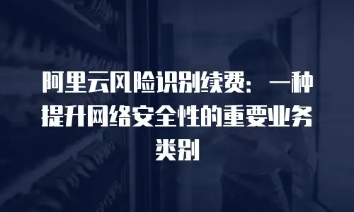 阿里云风险识别续费：一种提升网络安全性的重要业务类别